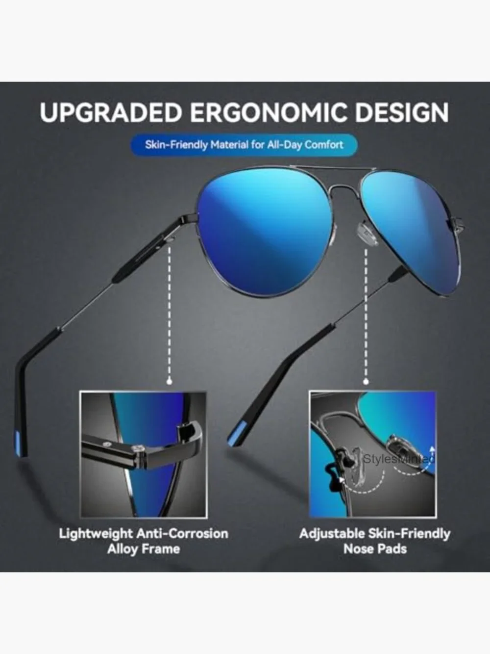 Unisex Polarized Pilot Sunglasses UV Protection Lightweight